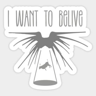 I Want to Belive - Shadow Ship Lifting a Cow - Black - Sci-Fi Sticker